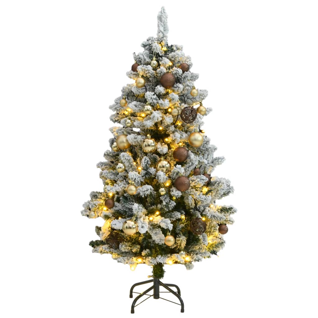 Vidaxl Kunstkerstboom z zawiasami 150 LED i świąteczne piłki 120 cm