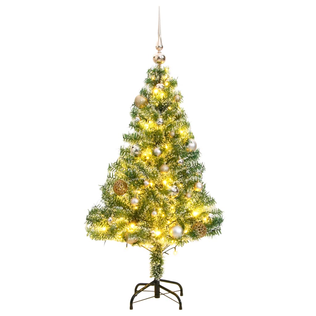 Vidaxl Kunstkerstboom avec 150 LEDS Boules de Noël et neige 120 cm