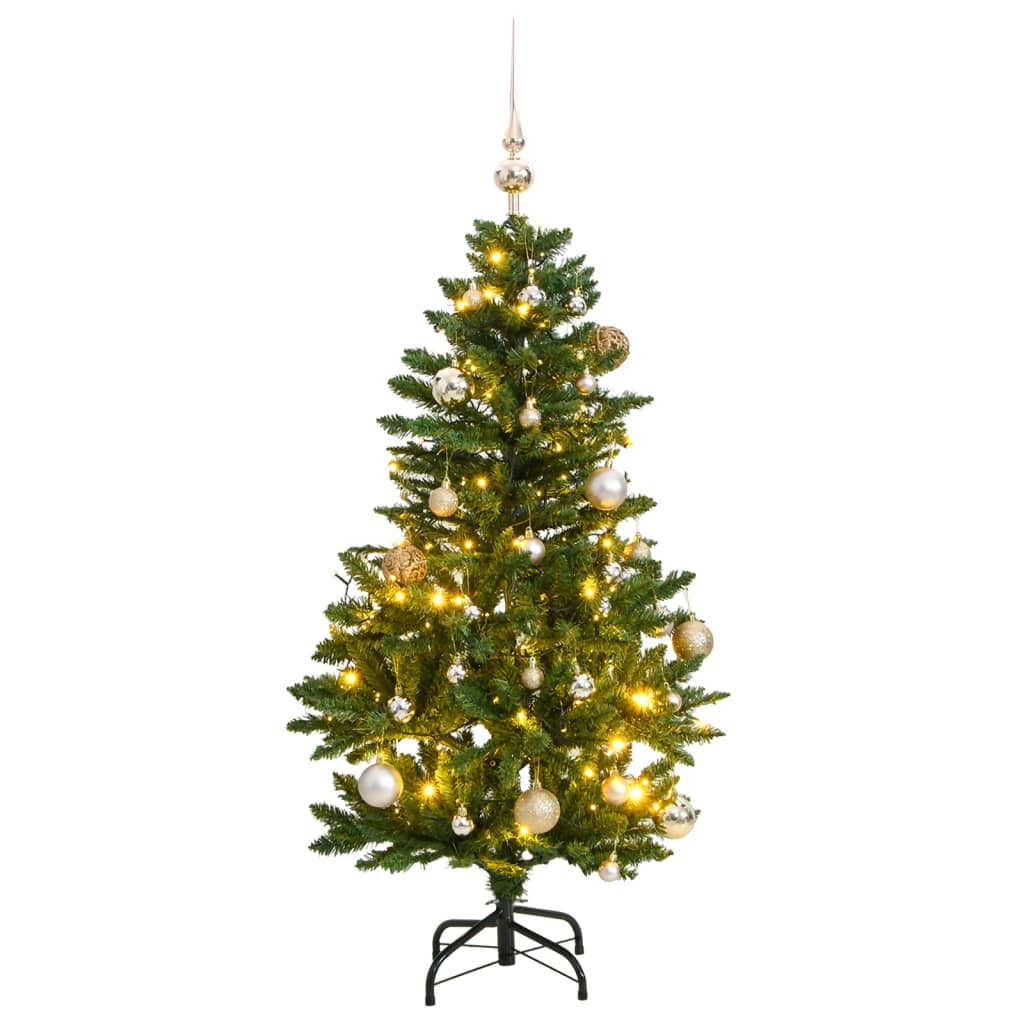 Vidaxl Kunstkerstboom med hængsler 150 LED og julekugler 120 cm