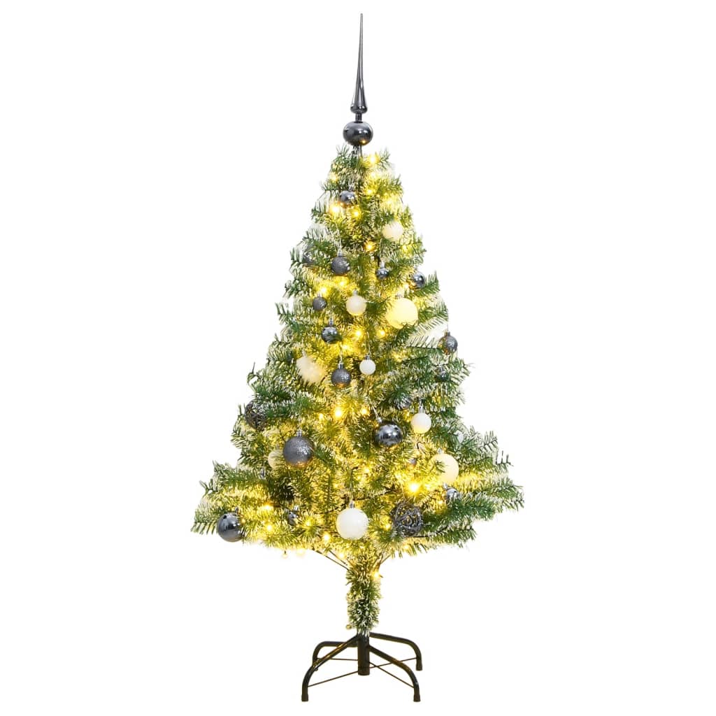 Vidaxl Kunstkerstboom avec 150 LEDS Boules de Noël et neige 120 cm