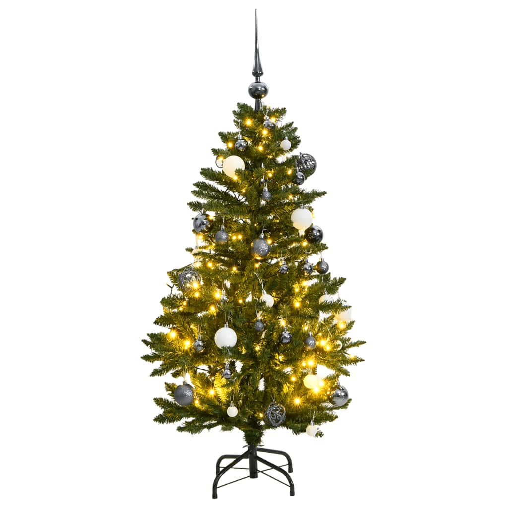 Vidaxl Kunstkerstboom med hengsler 150 lysdioder og julekuler 150 cm