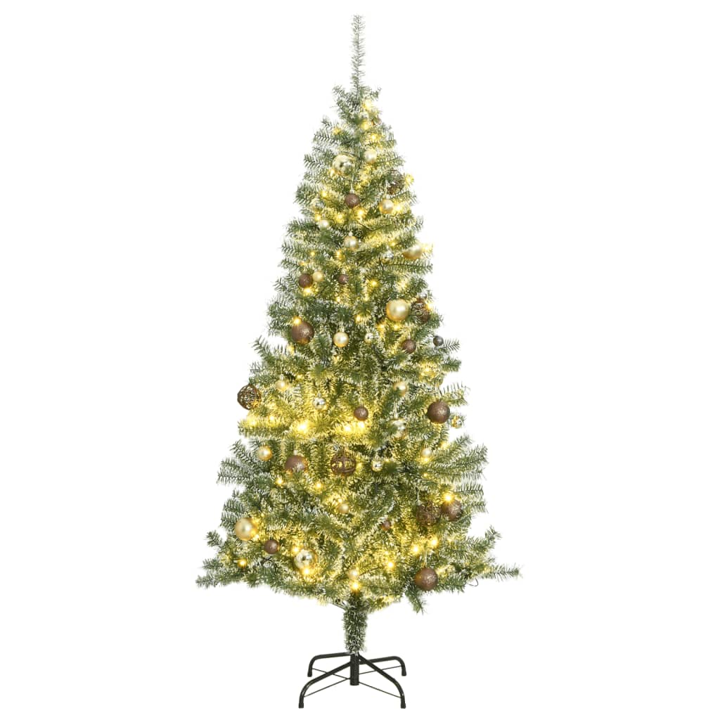 Vidaxl Kunstkerstboom con 300 leds bolas de Navidad y nieve de 180 cm