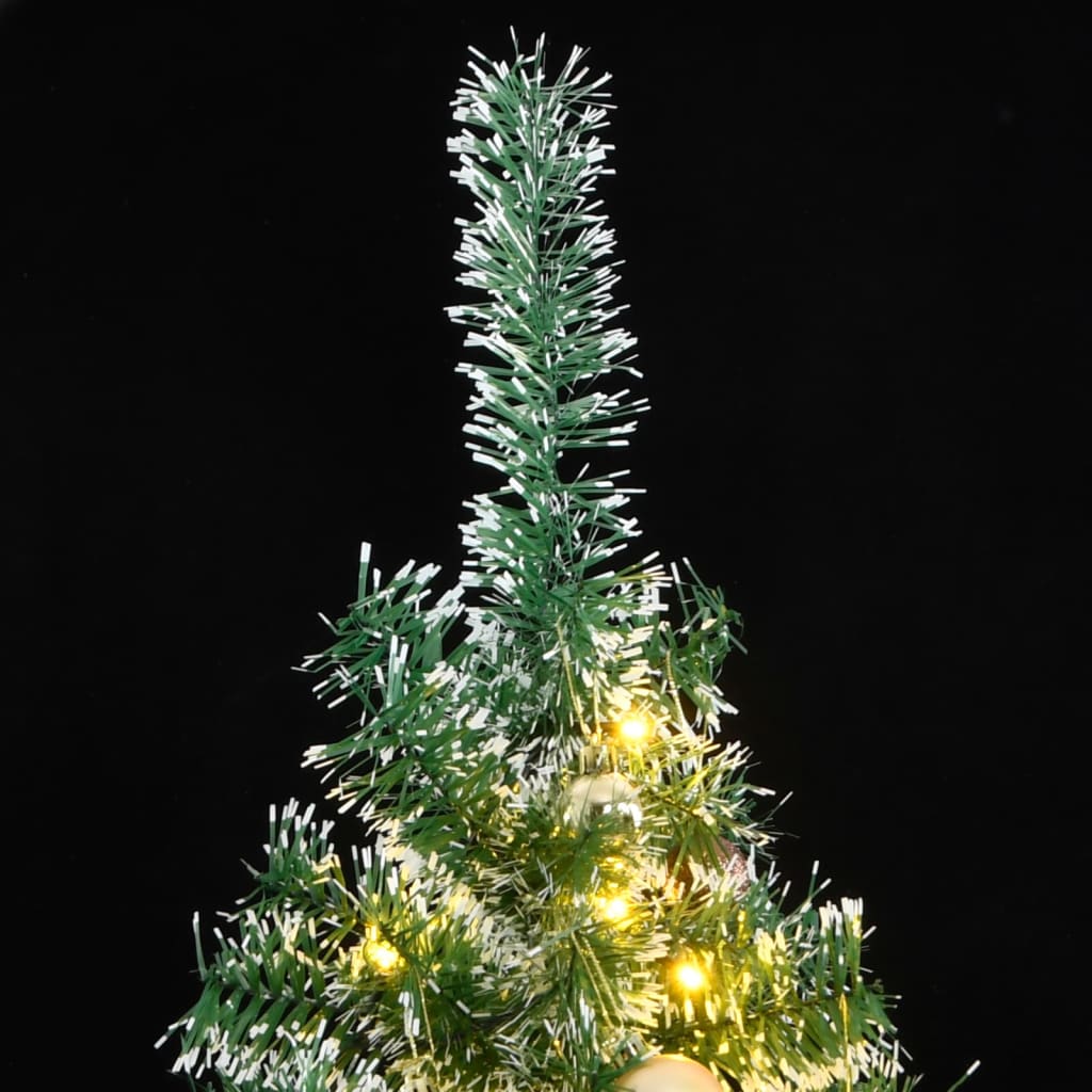 Vidaxl Kunstkerstboom z 300 diodami LED kulki świąteczne i śnieg 210 cm