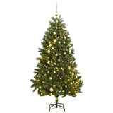 Vidaxl Kunstkerstboom con bisagras 300 LED y bolas de Navidad de 270 cm