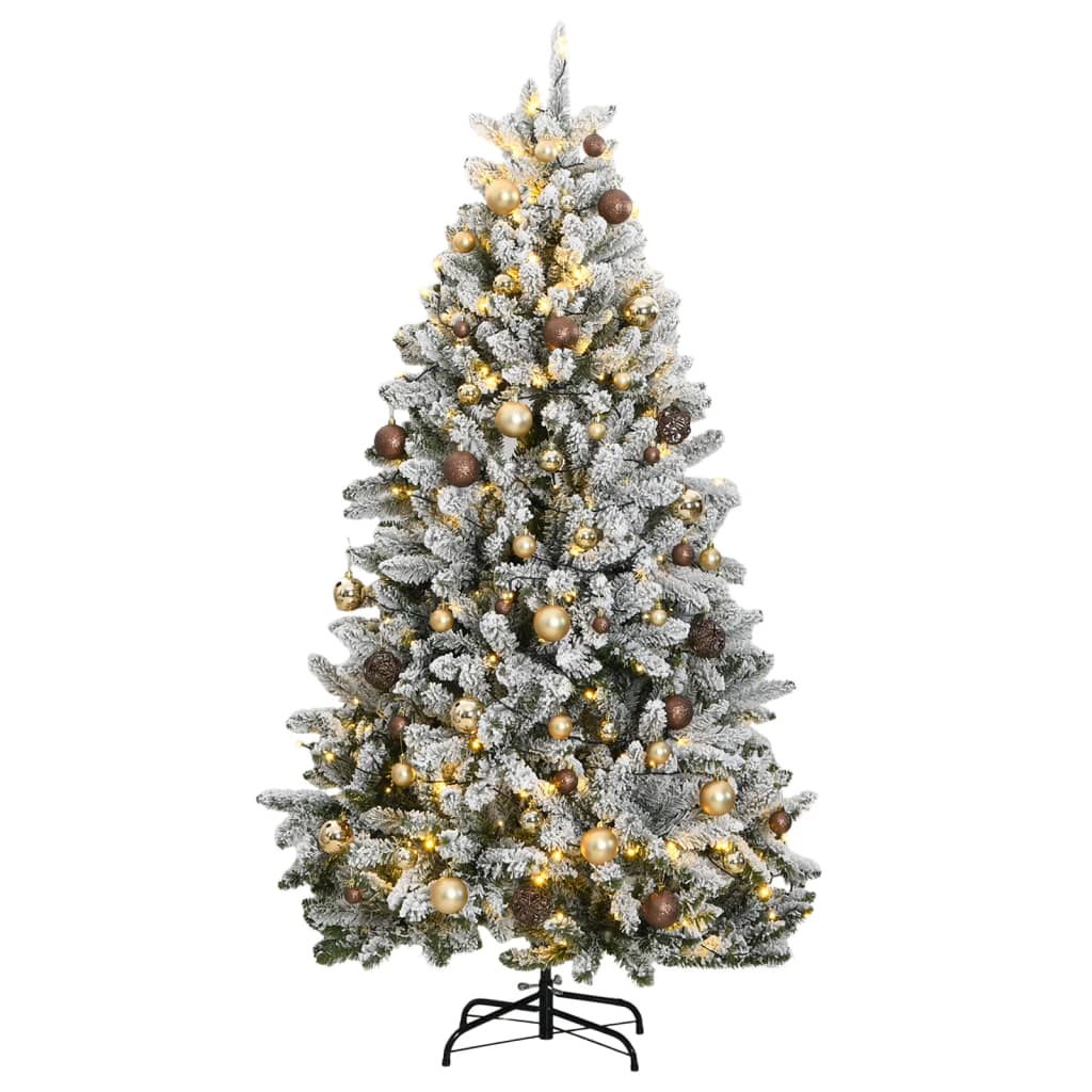 Vidaxl Kunstkerstboom z zawiasami 300 diod LED i piłki świąteczne 180 cm