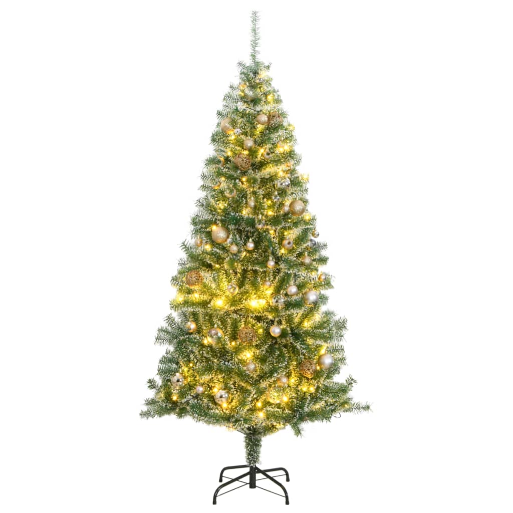 Vidaxl Kunstkerstboom s 300 LED božičnimi kroglicami in snegom 210 cm