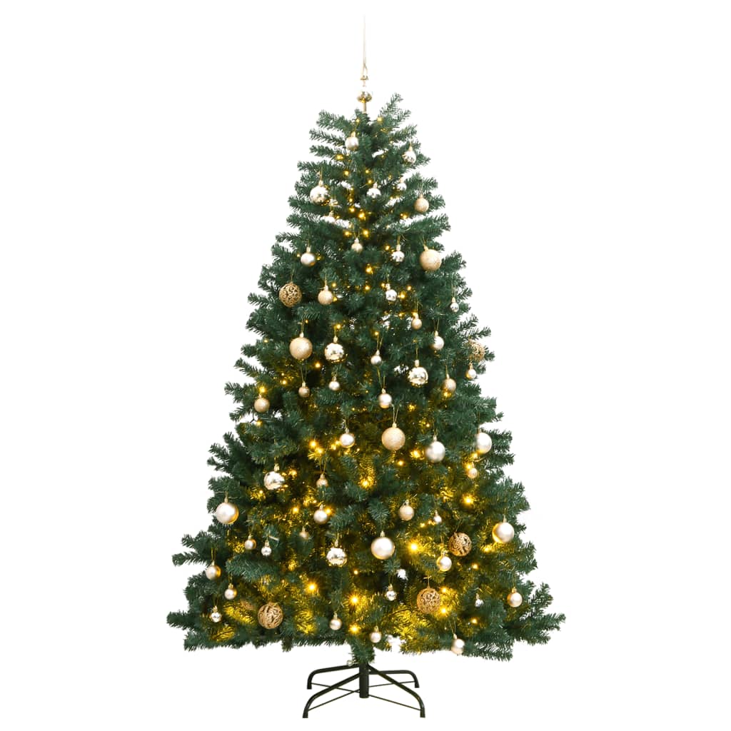 Vidaxl Kunstkerstboom avec des charnières 300 LED et balles de Noël 240 cm