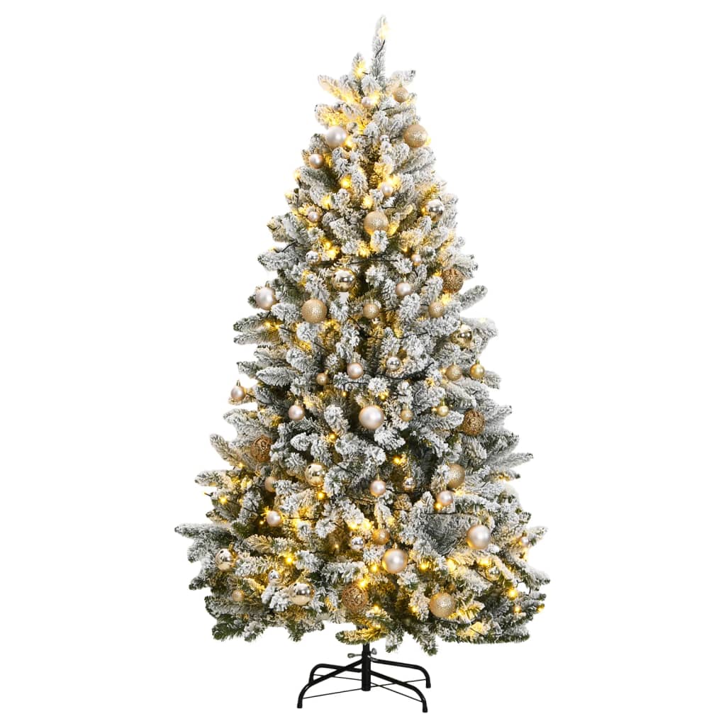 Vidaxl Kunstkerstboom con bisagras 300 LED y bolas de Navidad de 180 cm