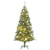 Vidaxl Kunstkerstboom z 300 diodami LED kulki świąteczne i śnieg 210 cm