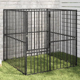 Vidaxl Dog Kennel 4 Panels powder -coated steel black