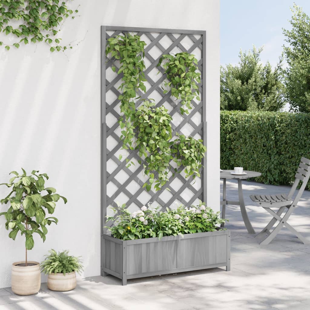 Vidaxl plannet con latwerk solido vurenhout grigio