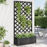 Jardinière vidaxl avec latwerk solide Vurenhout noir