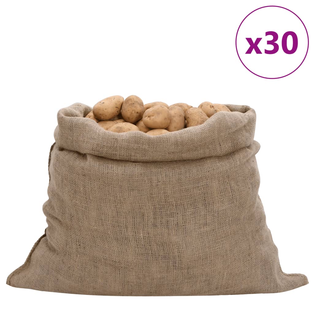 Vidaxl Jute -poser 30 stykker 220 g m² 100x110 cm 100% jute