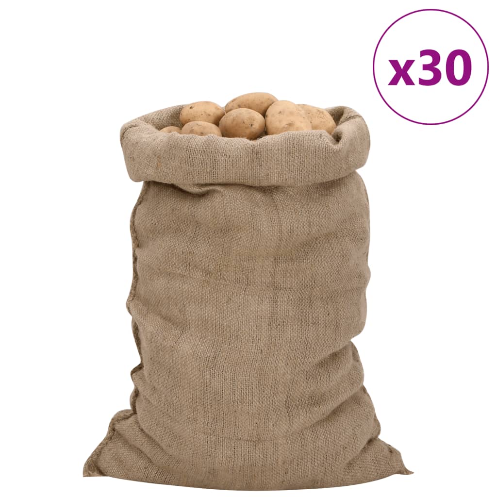 Vidaxl Jute tasker 30 stykker 340 g m² 60x105 cm 100% jute