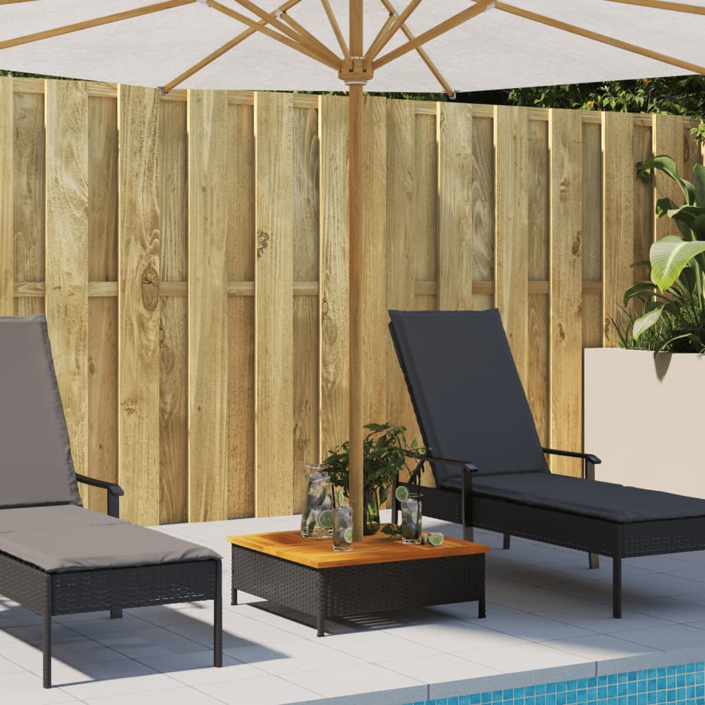 VIDAXL Parasol -Fundament 70x70x25 cm Poly Rattan Acaciahout Schwarz