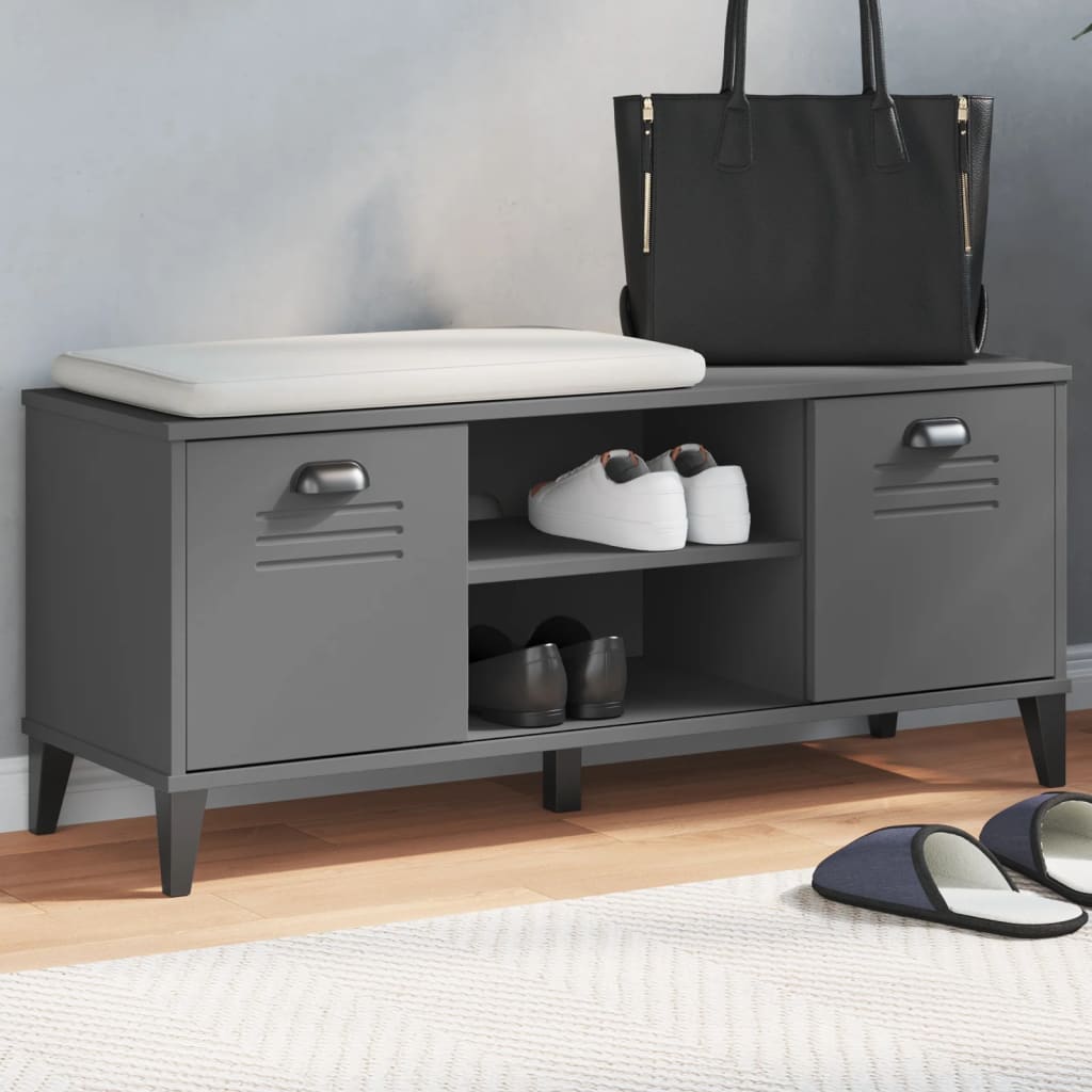 Canapé de chaussure vidaxl viken 106x35x45 cm en bois transformé anthracite gris