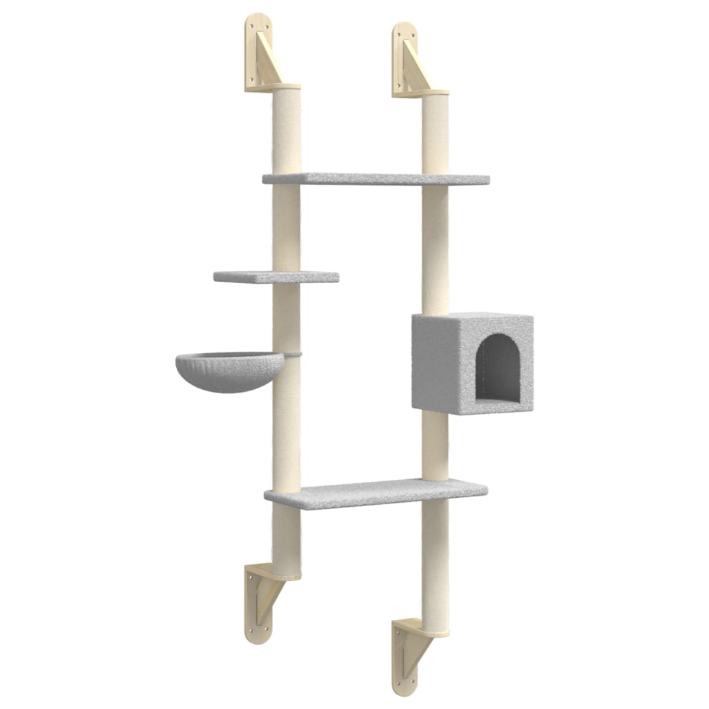 Vidaxl cat furniture wall mounted with scratching pole 180 cm light gray