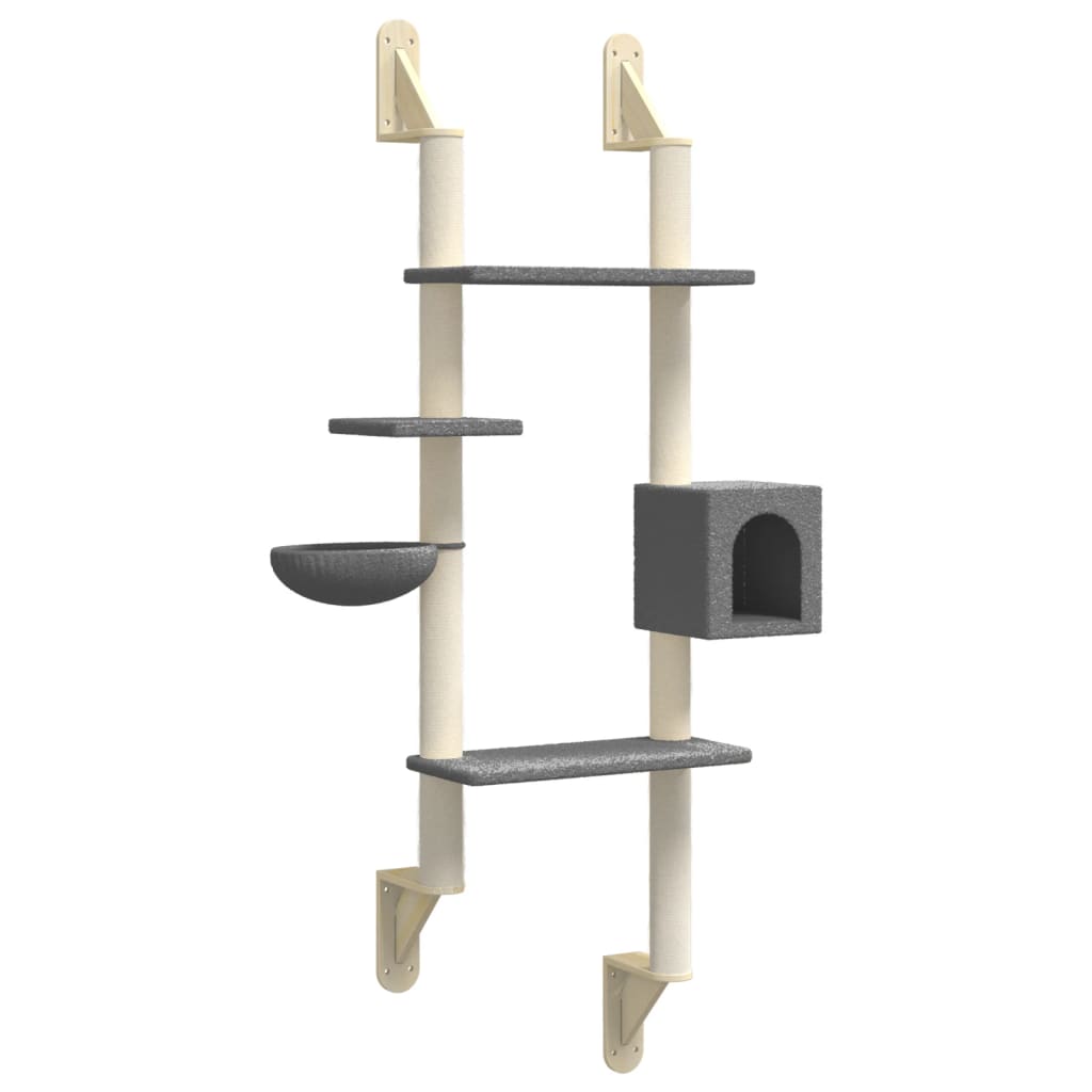 Vidaxl cat furniture wall mounted with scratching pole 180 cm dark gray