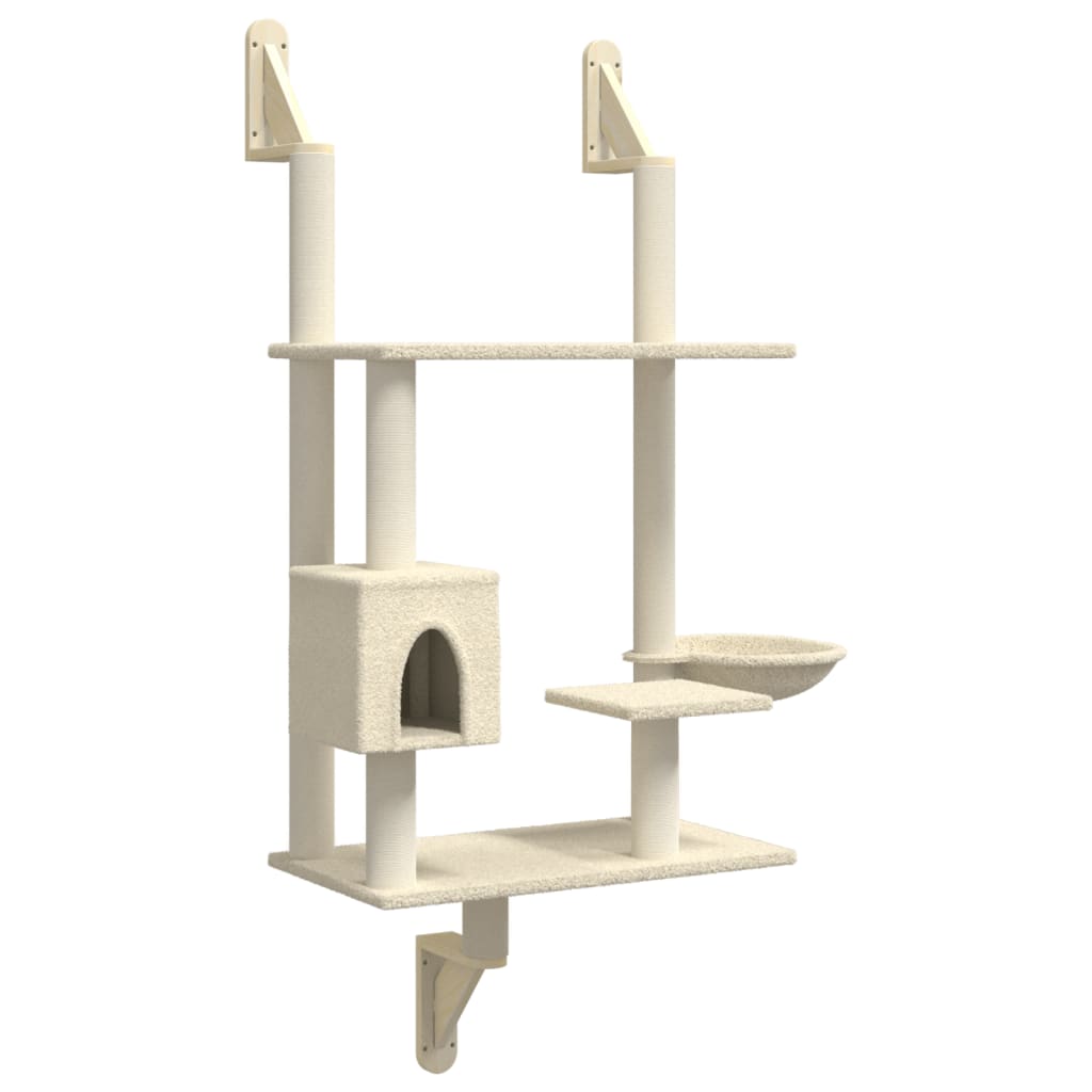 Vidaxl Cat Furniture Wall mounted with scratching post 153 cm cream -colored