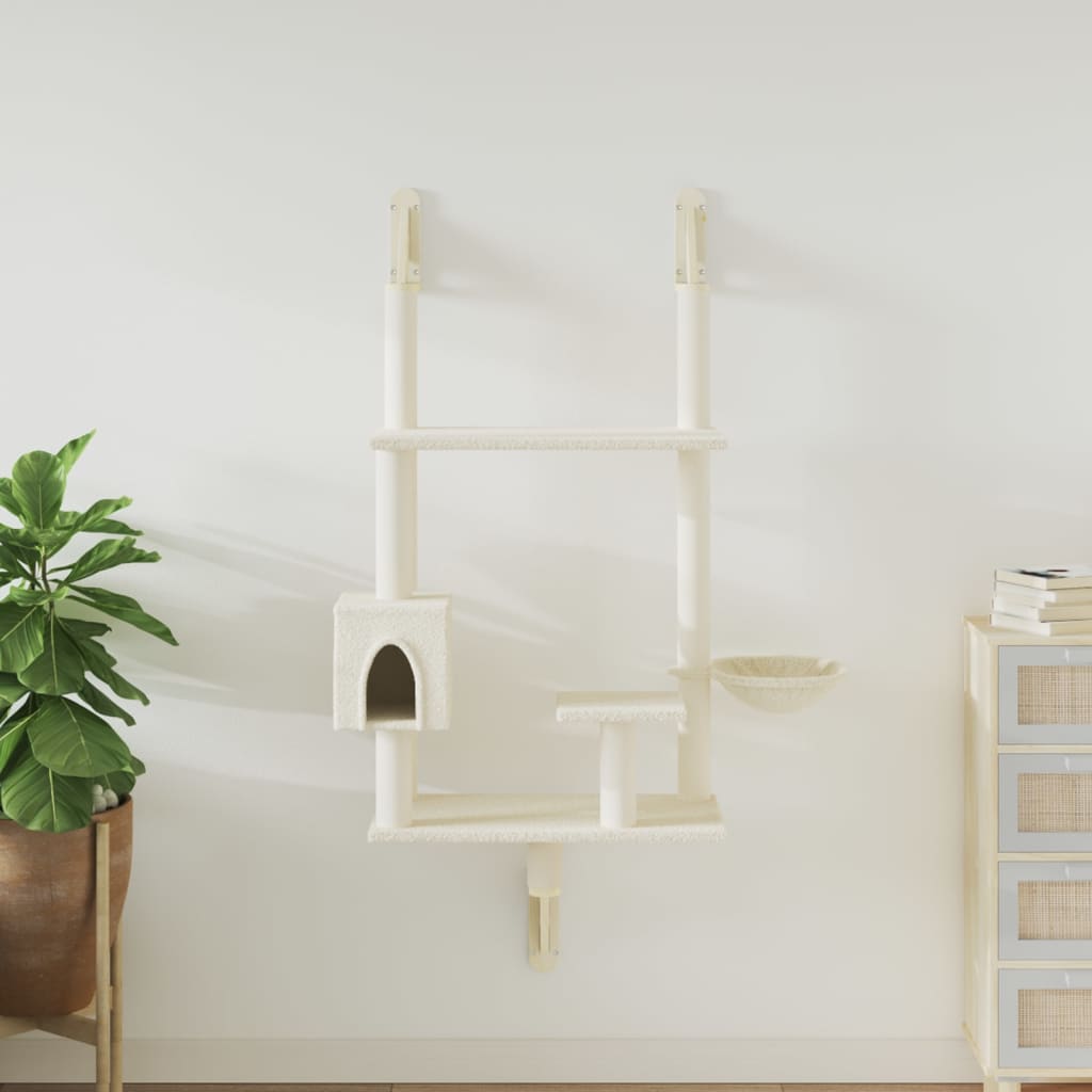 Vidaxl Cat Furniture Wall mounted with scratching post 153 cm cream -colored