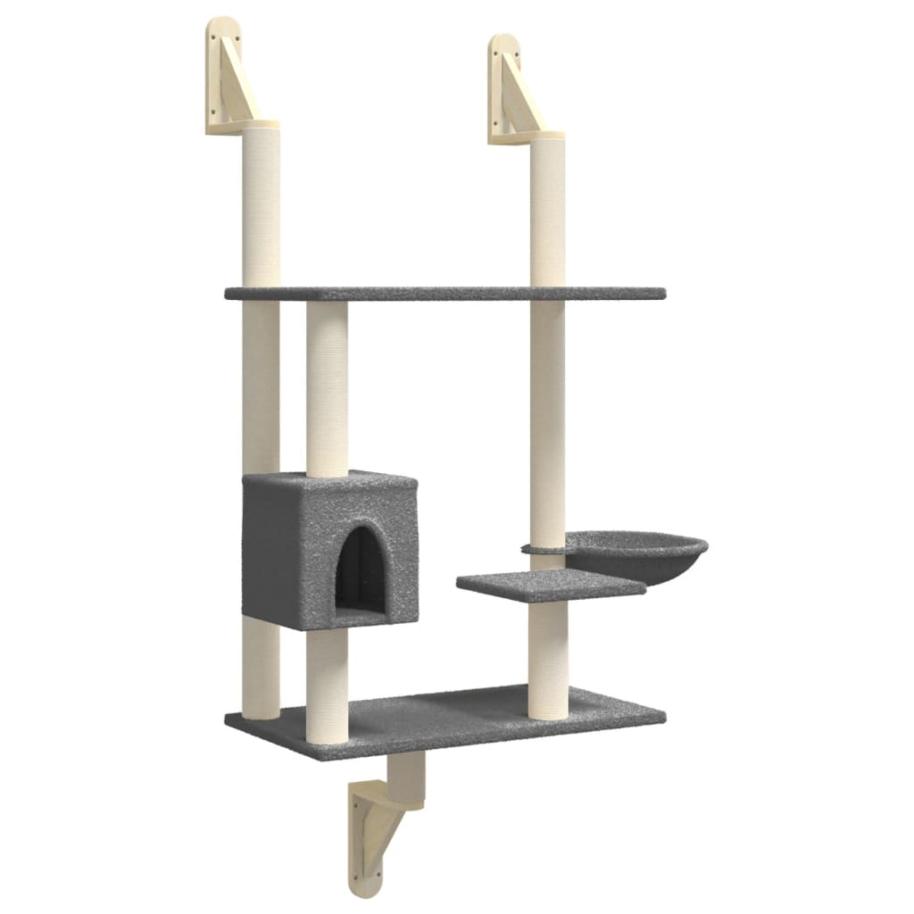 VidaXL Cat furniture Wall -mounted with scratching post 153 cm Dark gray