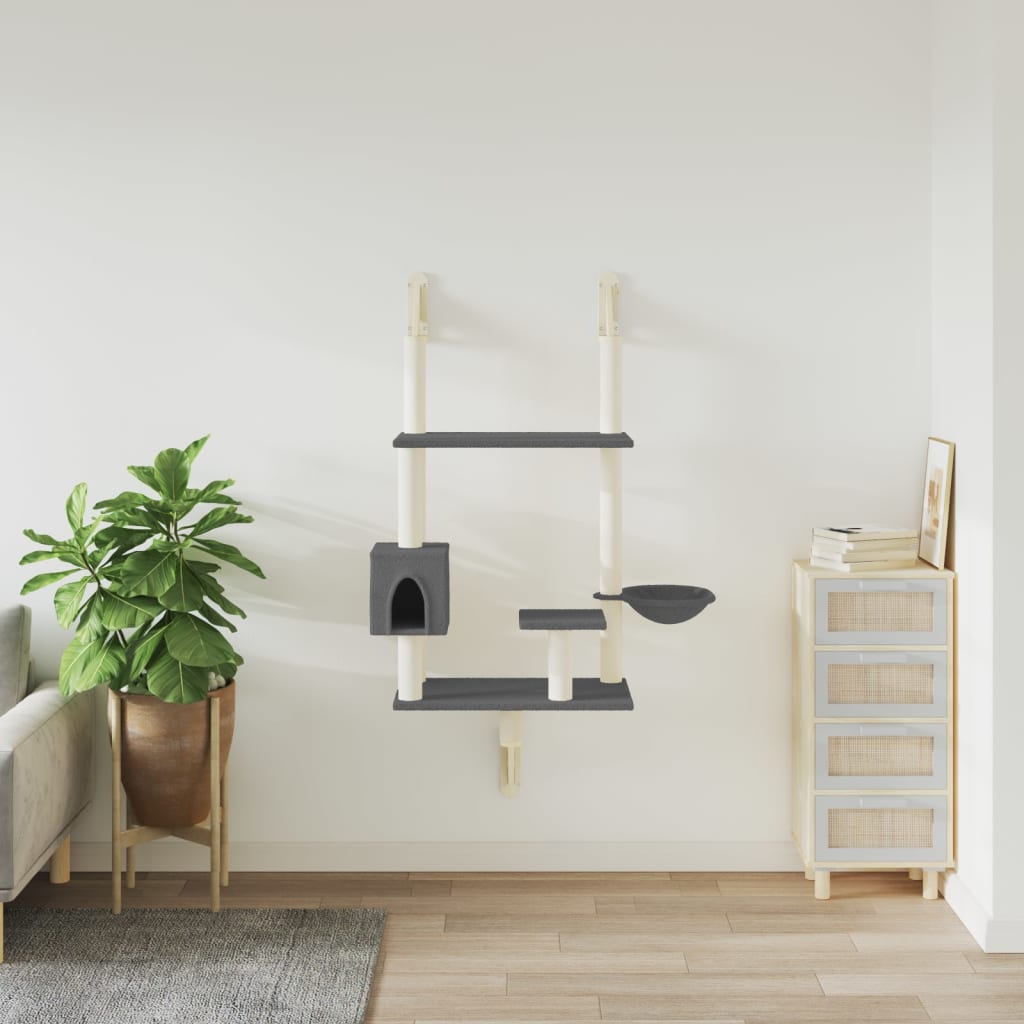 Vidaxl Cat Furniture Wall -Monteret med ridser efter 153 cm mørkegrå