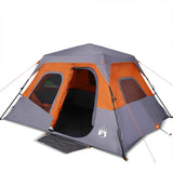 Vidaxl Tent 6 Person Imperproof Fast Release Grey and Orange