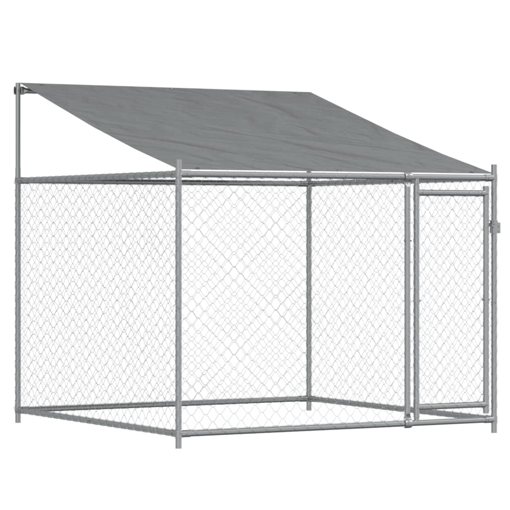 Vidaxl Dog Loft avec toit et porte 2x2x2 m Gray en acier galvanisé