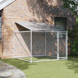 Vidaxl Dog Loft avec toit et porte 2x2x2 m Gray en acier galvanisé