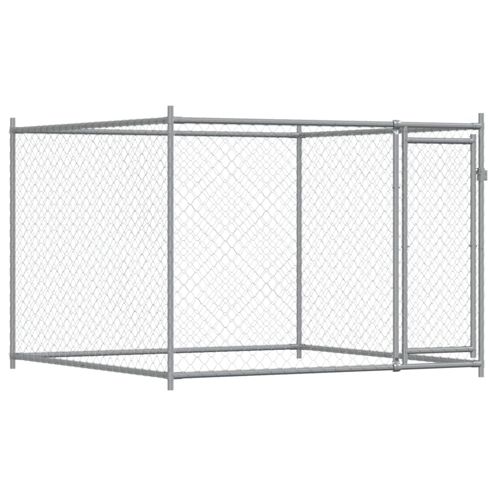 Vidaxl dog loft con porta 2x2x1,5 m grigio galvanizzato