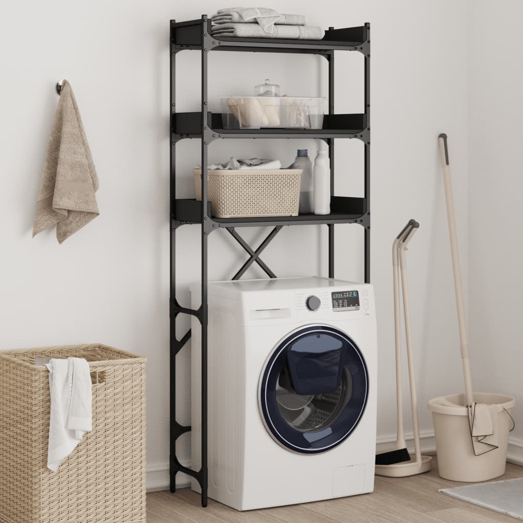 VIDAXL Washing Machine Cabinet 67x25x163 cm Legno elaborato Nero