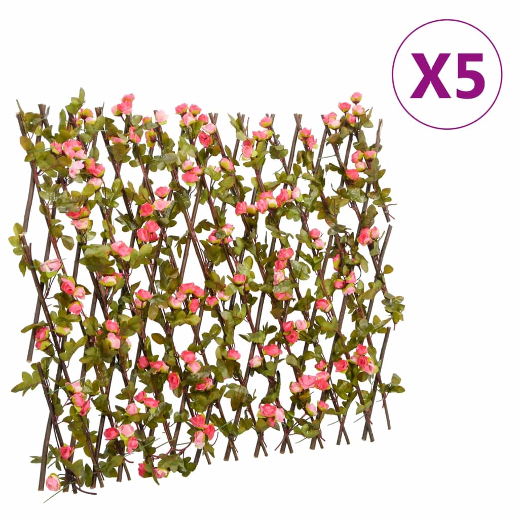 Vidaxl plante artificielle Ivy Latwerk 5 St s'étend 180x60 cm rose foncé