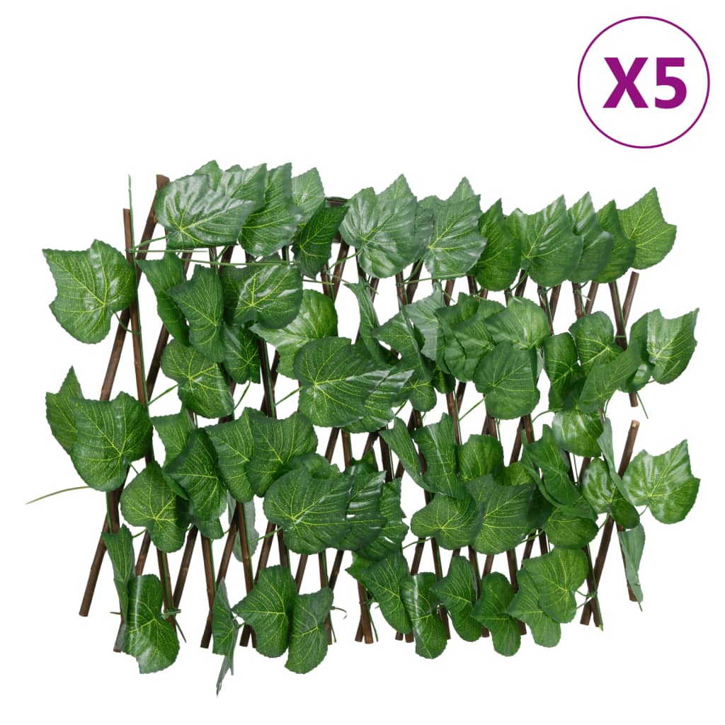 VIDAXL ARTICIFICIAL Plant Leaf di uva Latwerk 5 pezzi estensibili 180x20 cm Verde