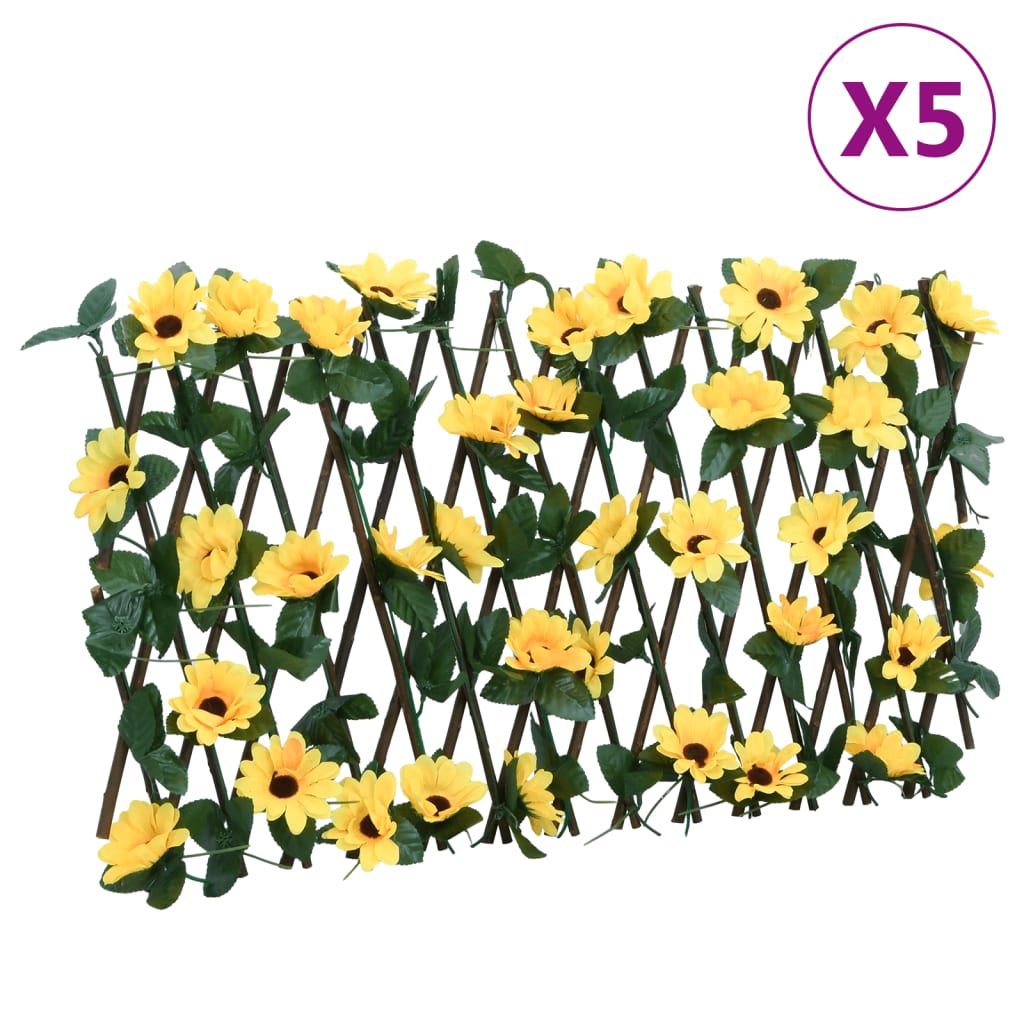 Vidaxl Ivy di pianta artificiale su latwerk 5 pezzi estensibili 180x20 cm giallo