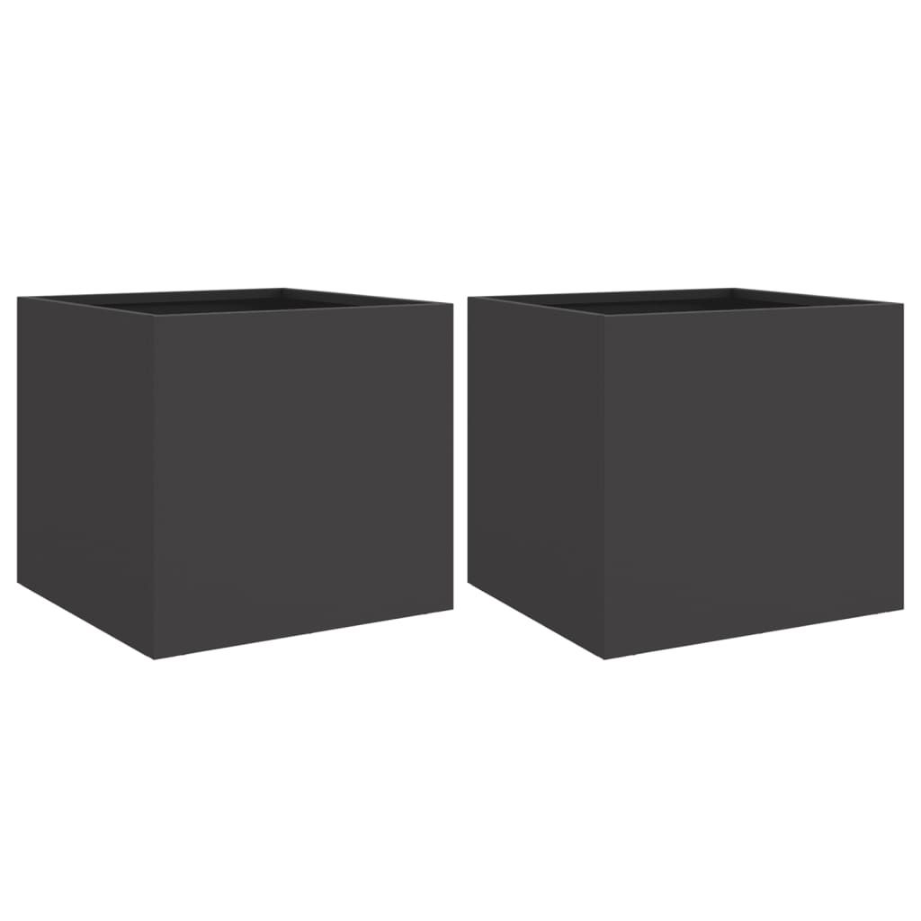 Vidaxl Planters 2 a 32x30X29 cm Stahl schwaarz