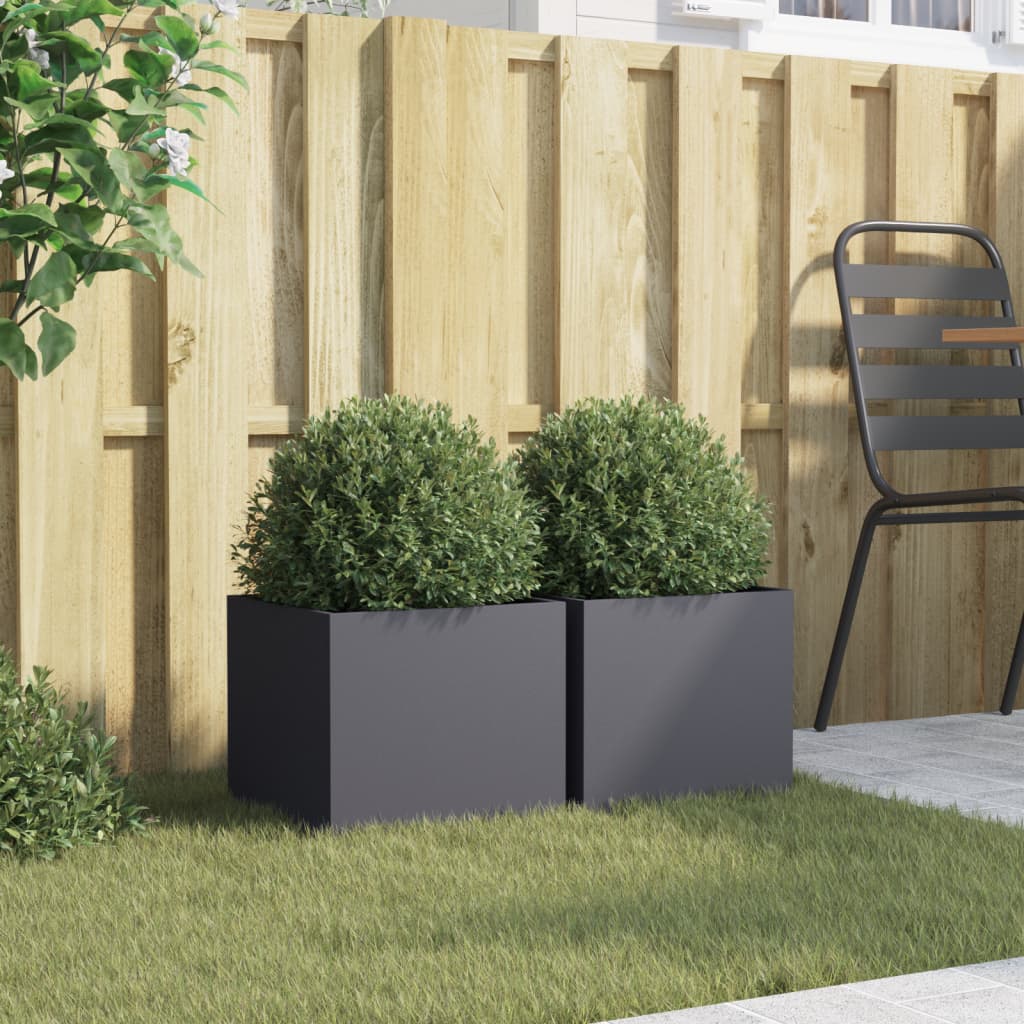 Vidaxl Planters 2 a 32x30X29 cm Steel anstracit -koréiert