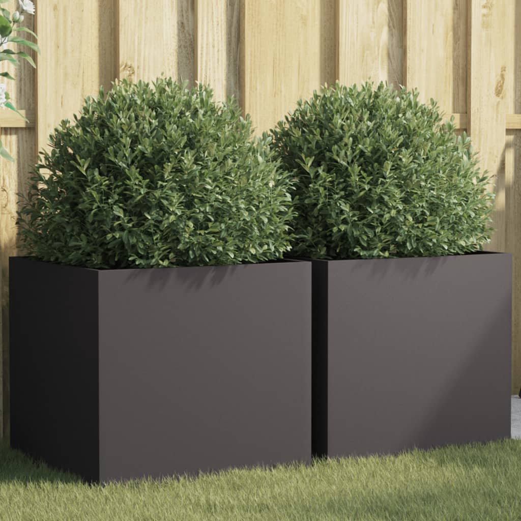 Vidaxl Planters 2 St 49x47x46 cm en acier noir