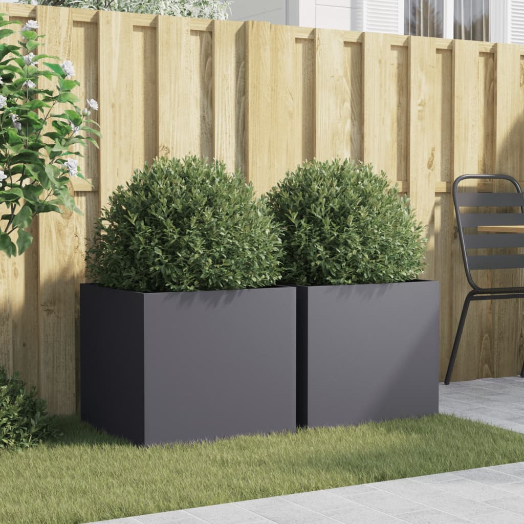 Bidaxl Planters 2 ST 49X47X46 CM STEEL Anthracite -färgad