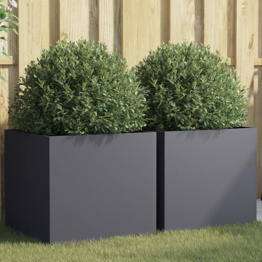 Bidaxl Planters 2 ST 49X47X46 CM STEEL Anthracite -färgad