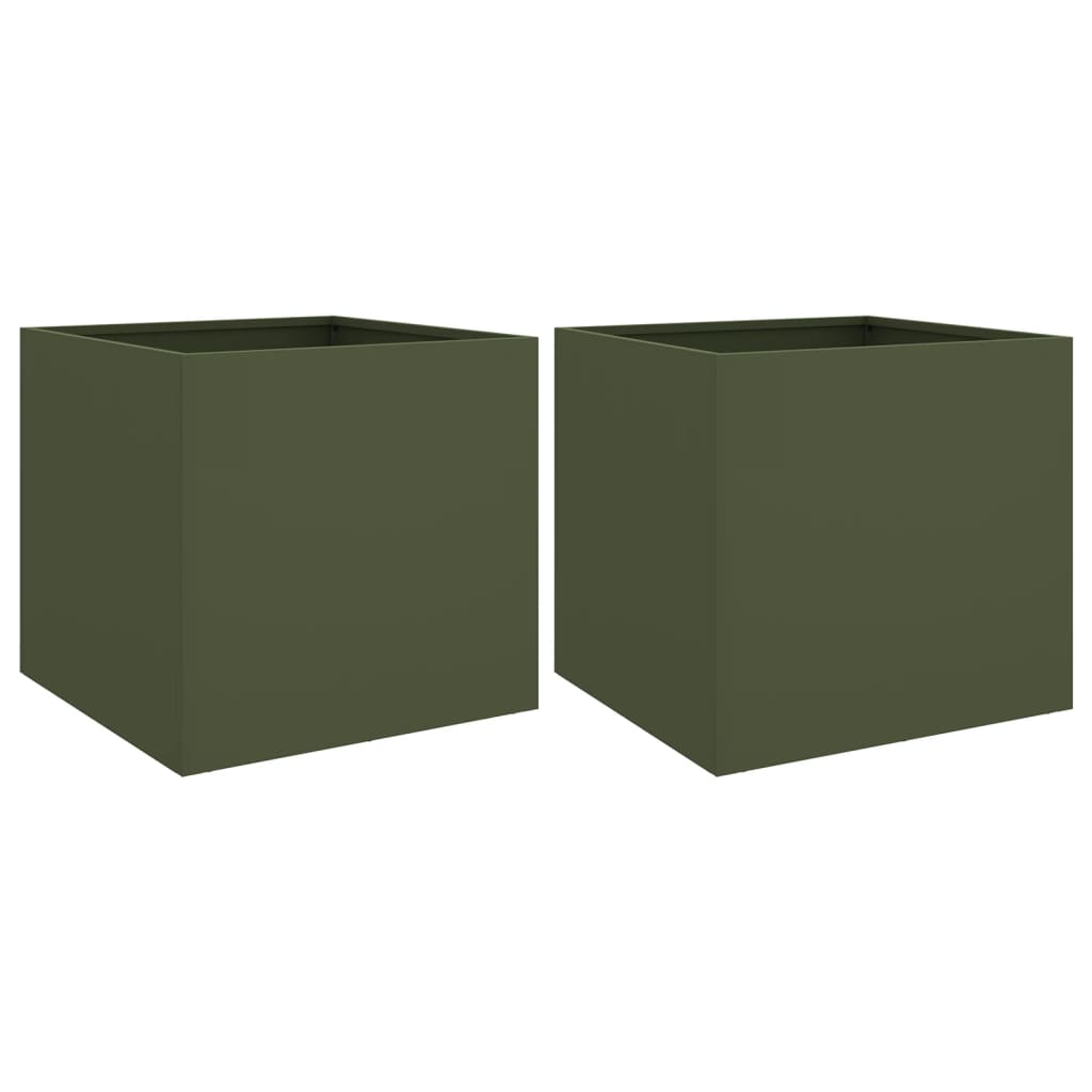 Plantadores Vidaxl 2 PCS 49x47x46 CM de acero verde de acero verde