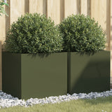 Vidaxl Planters 2 PCS 49x47x46 cm stål olivengrønn