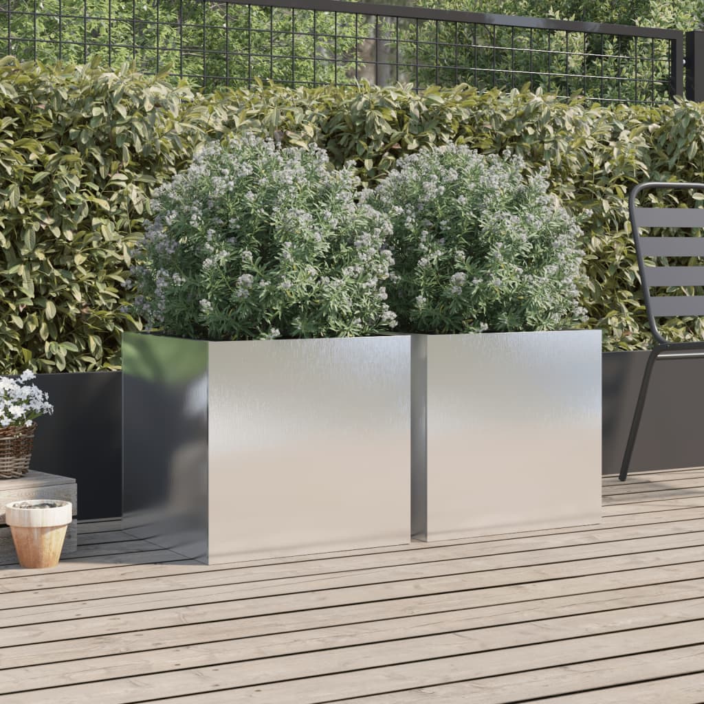 Bidaxl Planters 2 ST 49X47X46 CM ROINTLATS Silverfärgad