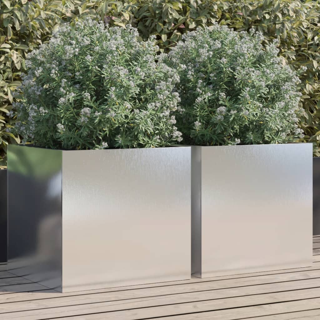 Vidaxl Planters 2 ST 49X47X46 CM Srebrny stal nierdzewna