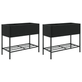 Vidaxl Planters with shelf 2 pcs 90x40x75 Poly Rattan Black