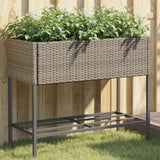 Plantadores Vidaxl con estante 2 PCS 90x40x75 Poly Rattan Gray