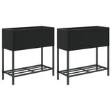 Jardinières vidaxl avec étagère 2 pcs 70x28x70 Poly Rattan Black