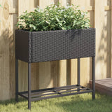 Jardinières vidaxl avec étagère 2 pcs 70x28x70 Poly Rattan Black