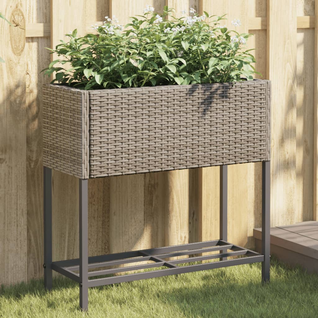 Vidaxl Planters med hylde 2 pcs 70x28x70 Poly Rattan Gray