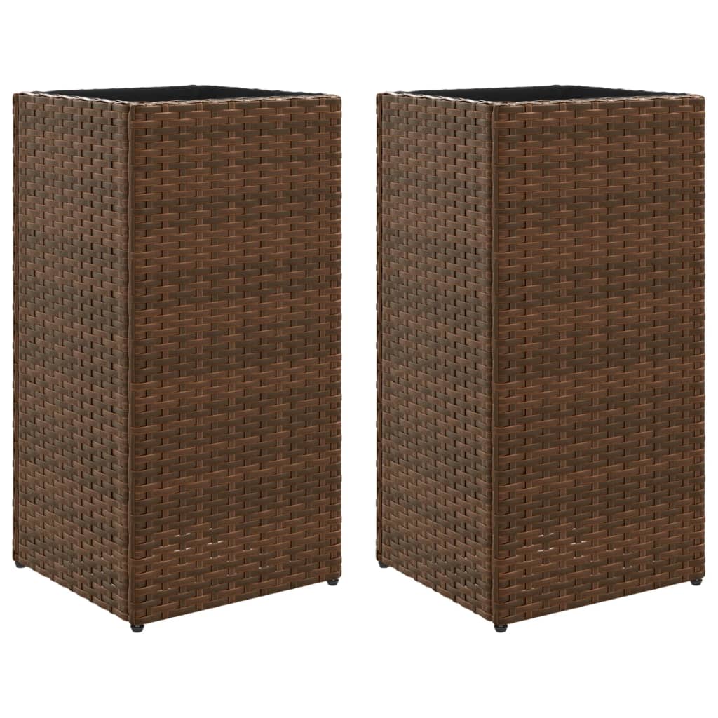 VIDAXL -Pflanzer 2 ST 30x30x60 cm Poly Rattan Brown