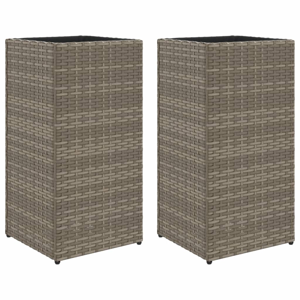 Vidaxl Planters 2 st 30x30x60 cm Poly Rattan Gray